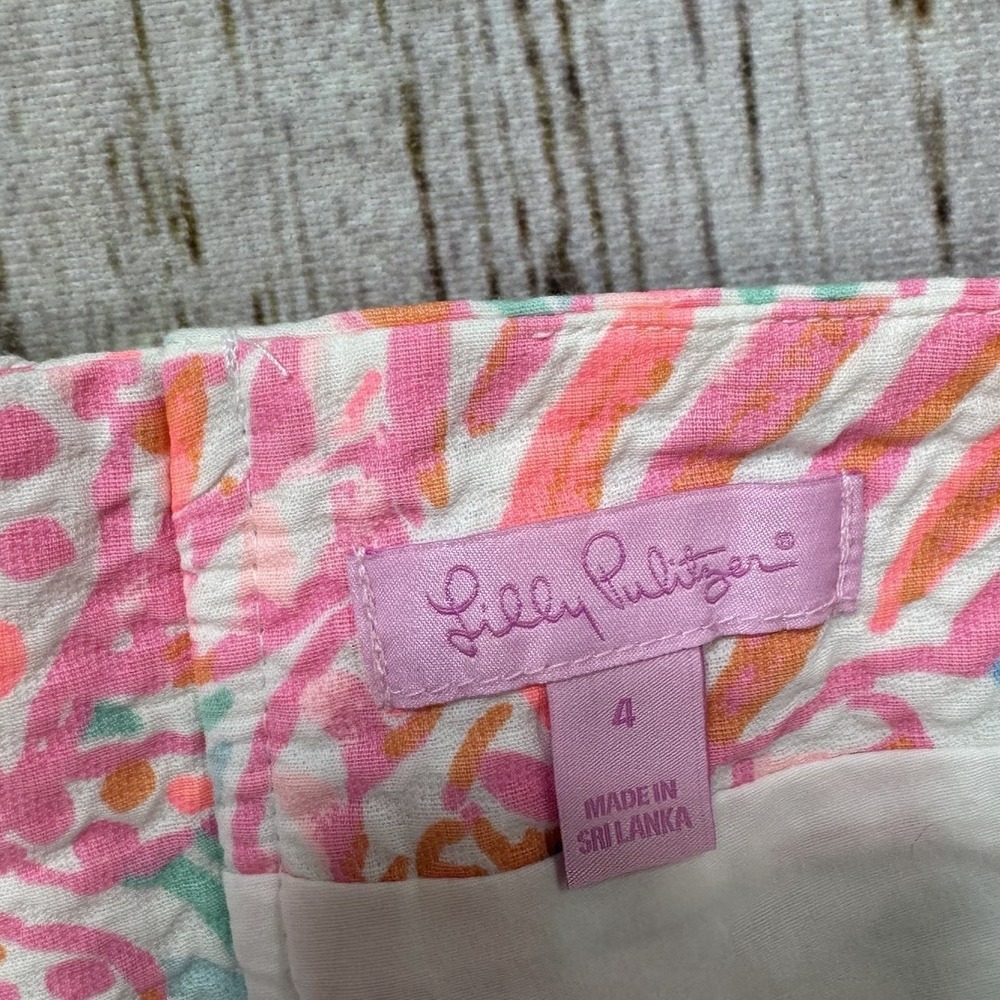 Lilly Pulitzer Marigold Skort Resort White Getting Steamy Crab Pink Blue Sz 4 - Picture 5 of 7